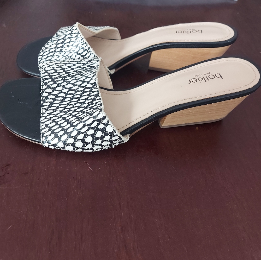 Botkier Leather Snakeskin Black and White Size 6.5